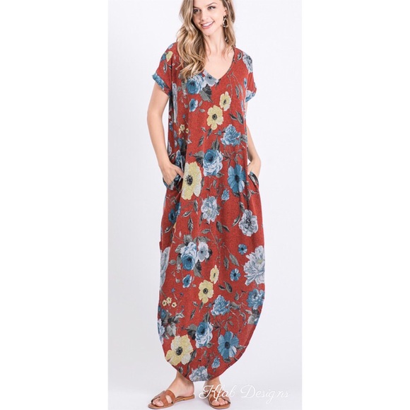 ❤️LAST! V Neck Floral Maxi Pocket Dress! - Picture 5 of 6